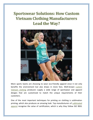Sportswear Solutions How Custom Vietnam Clothing Manufacturers Lead the Way