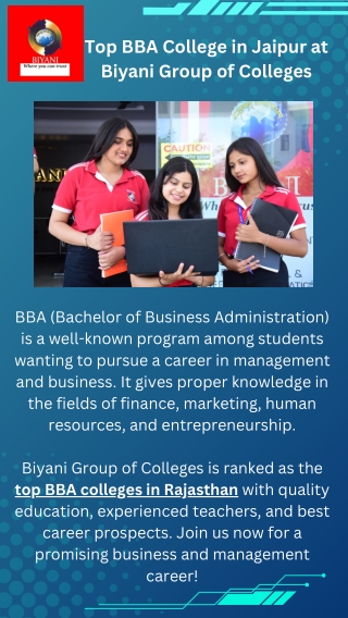 BBA at Biyani: Best BBA College in Rajasthan