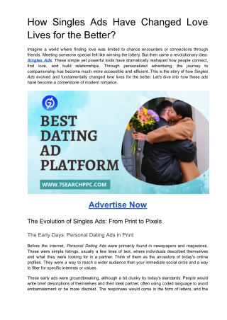 How Singles Ads Have Changed Love Lives for the Better?
