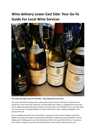 Wine Delivery Lower East Side