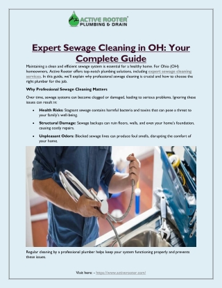 Expert Sewage Cleaning in OH: Your Complete Guide