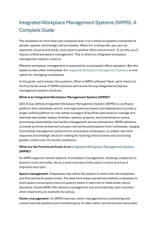 Integrated Workplace Management Systems (IWMS) A Complete Guide
