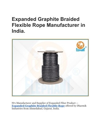 Expanded Graphite Braided Flexible Rope Manufacturer in India