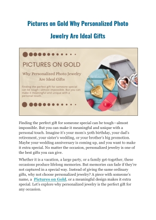 The Meaning Behind Personalized Photo Jewelry Pictures on Gold