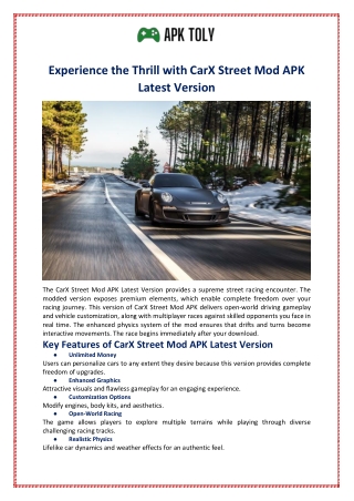 Experience the Thrill with CarX Street Mod APK Latest Version