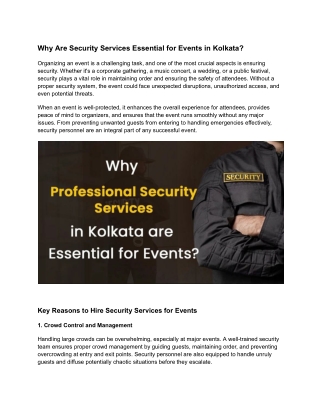 Why Are Security Services Essential for Events in Kolkata