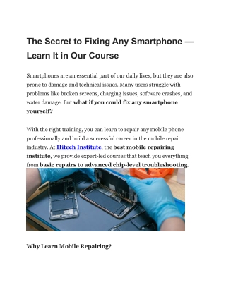 The Secret to Fixing Any Smartphone — Learn It in Our Course