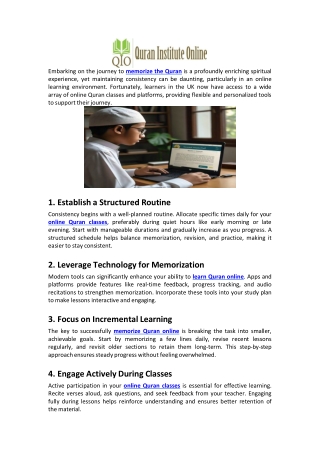 How to Maintain Consistency While Memorizing the Quran Online in the UK