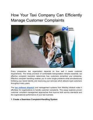 Efficiently Manage Customer Complaints with Taxi Dispatch Software