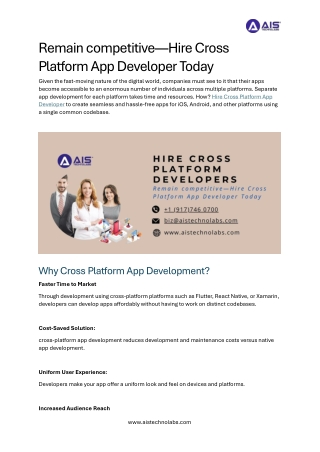 Remain competitive—Hire Cross Platform App Developer Today