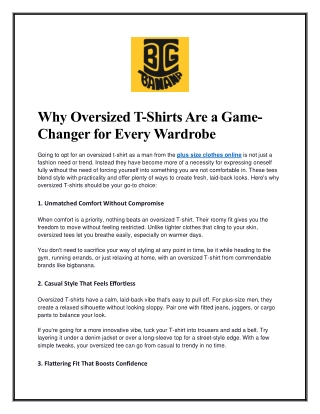 Why Oversized T-Shirts Are a Game-Changer for Every Wardrobe