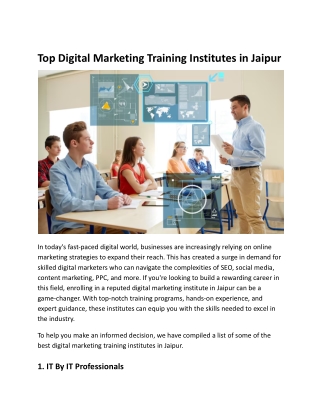 Top Digital Marketing Training Institutes in Jaipur