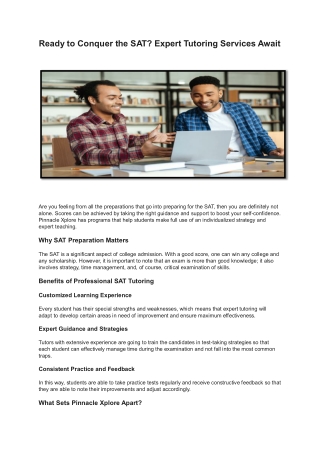 Ready to Conquer the SAT Expert Tutoring Services Await