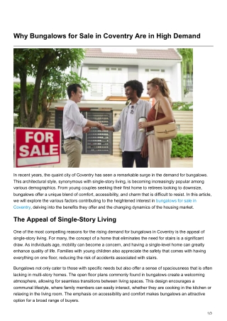 Why Bungalows for Sale in Coventry Are in HighDemand