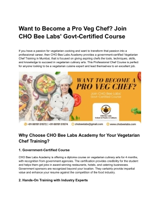 Want to Become a Pro Veg Chef_ Join CHO Bee Labs' Govt-Certified Course