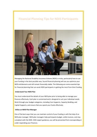 Financial Planning Tips for NDIS Participants