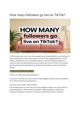 How many followers go live on TikTok