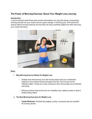 The Power of Morning Exercise_ Boost Your Weight Loss Journey