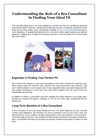Understanding the Role of a Bra Consultant in Finding Your Ideal Fit
