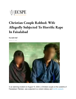 Christian Couple Robbed_ Wife Allegedly Subjected To Horrific Rape In Faisalabad