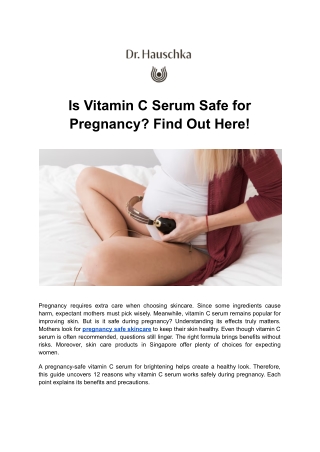 Is Vitamin C Serum Safe for Pregnancy
