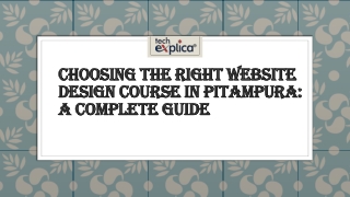 Choosing the Right Website Design Course in Pitampura