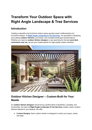 Transform Your Outdoor Space with Right Angle Landscape & Tree Services