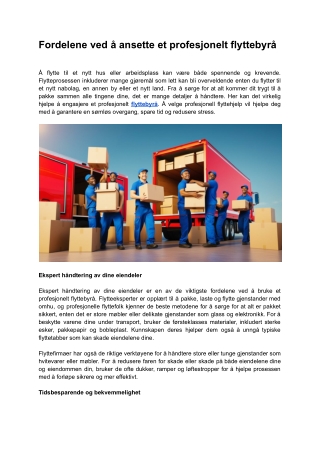 Fordelene ved å ansette et profesjonelt flyttebyrå