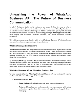 Unleashing the Power of WhatsApp Business API_ The Future of Business Communication