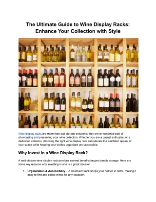 The Ultimate Guide to Wine Display Racks_ Enhance Your Collection with Style