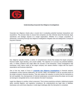 Understanding Corporate Due Diligence Investigations
