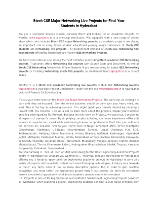 Btech CSE Major Networking Live Projects for Final Year Students in Hyderabad