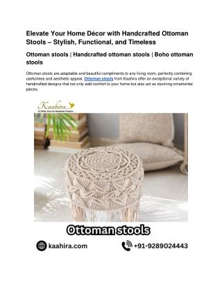 Ottoman stools | Handcrafted ottoman stools | Boho ottoman stools