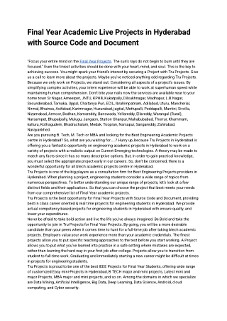 Final Year Academic Live Projects in Hyderabad with Source Code and Document