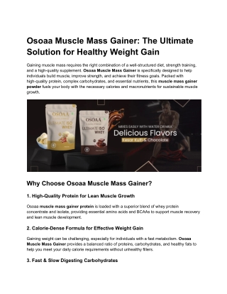 Muscle mass gainer