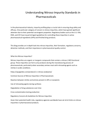 Understanding Nitroso Impurity Standards in Pharmaceuticals