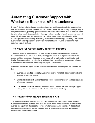 Automating Customer Support with WhatsApp Business API in Lucknow