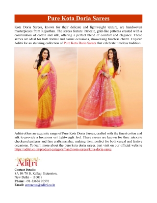 Pure Kota Doria Sarees