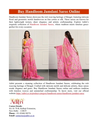 Buy Handloom Jamdani Saree Online