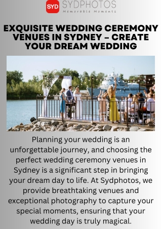 Top Wedding Ceremony Venues Sydney – Affordable Outdoor Wedding Ceremony Package
