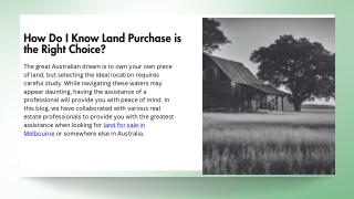 How Do I Know Land Purchase is the Right Choice