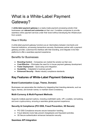 What is a White-Label Payment Gateway_