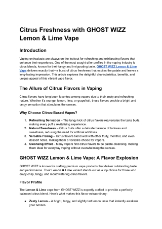 Citrus Freshness with GHOST WIZZ Lemon & Lime Vape