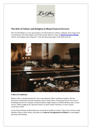 The Role of Culture and Religion in Miami Funeral Services