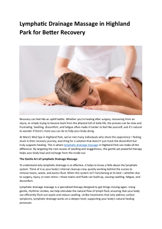 Lymphatic Drainage Massage