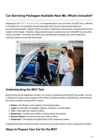 Car Servicing Packages Available Near Me What’s Included