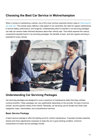 Choosing the Best Car Service in Wolverhampton