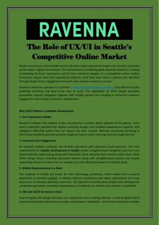 The Role of UX UI in Seattles Competitive Online Market