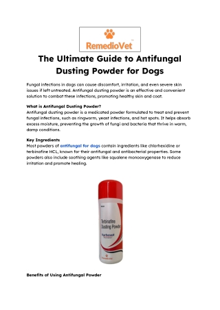 The Ultimate Guide to Antifungal Dusting Powder for Dogs