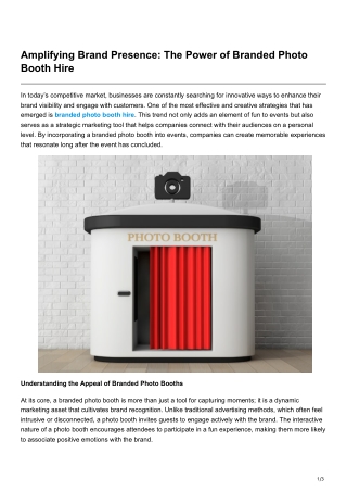 Amplifying Brand Presence The Power of Branded Photo Booth Hire